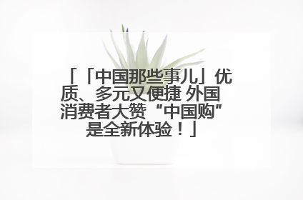 「中国那些事儿」优质、多元又便捷 外国消费者大赞“中国购”是全新体验！