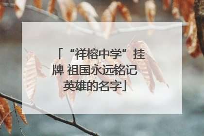 “祥榕中学”挂牌 祖国永远铭记英雄的名字