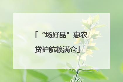 “场好品”惠农贷护航粮满仓