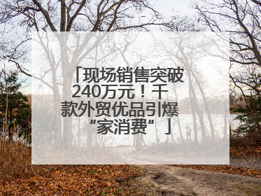 现场销售突破240万元！千款外贸优品引爆“家消费”