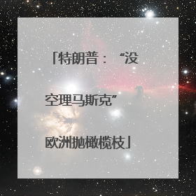 特朗普：“没空理马斯克” 欧洲抛橄榄枝