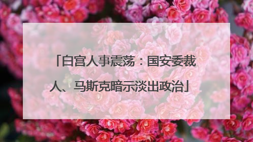 白宫人事震荡：国安委裁人、马斯克暗示淡出政治
