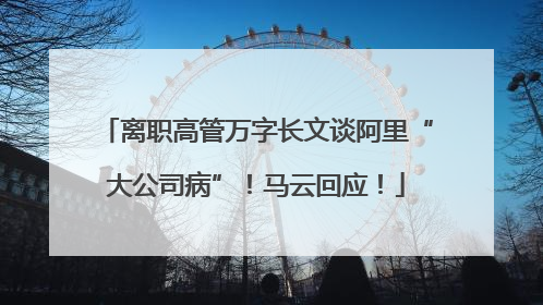 离职高管万字长文谈阿里“大公司病”！马云回应！