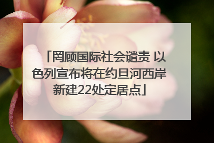 罔顾国际社会谴责 以色列宣布将在约旦河西岸新建22处定居点