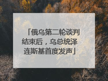 俄乌第二轮谈判结束后，乌总统泽连斯基首度发声