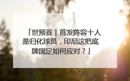 世预赛｜首发阵容十人是归化球员，印尼这把底牌国足如何应对？