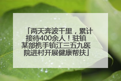 两天奔波千里，累计接待400余人！驻镇某部携手镇江三五九医院进村开展健康帮扶