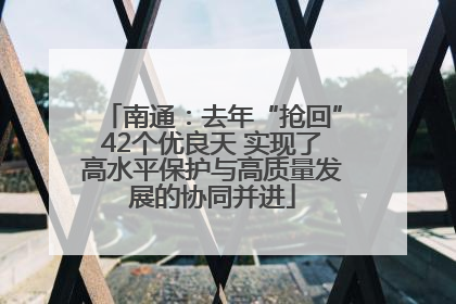 南通：去年“抢回”42个优良天 实现了高水平保护与高质量发展的协同并进