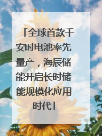 全球首款千安时电池率先量产，海辰储能开启长时储能规模化应用时代