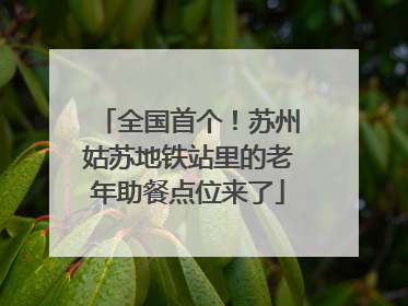 全国首个！苏州姑苏地铁站里的老年助餐点位来了