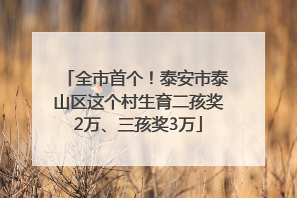 全市首个！泰安市泰山区这个村生育二孩奖2万、三孩奖3万