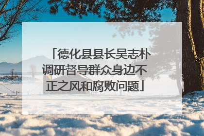 德化县县长吴志朴调研督导群众身边不正之风和腐败问题