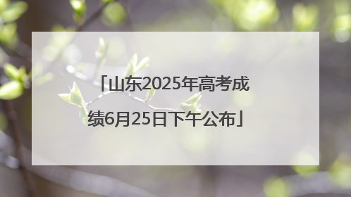 山东2025年高考成绩6月25日下午公布