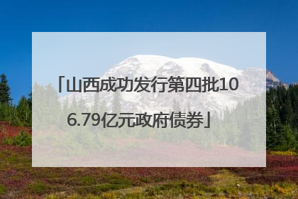 山西成功发行第四批106.79亿元政府债券