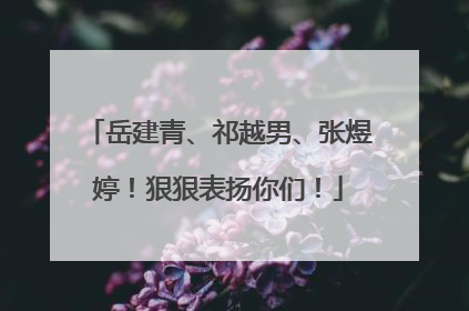 岳建青、祁越男、张煜婷！狠狠表扬你们！