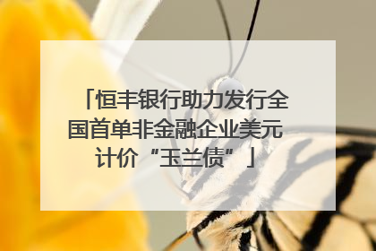 恒丰银行助力发行全国首单非金融企业美元计价“玉兰债”