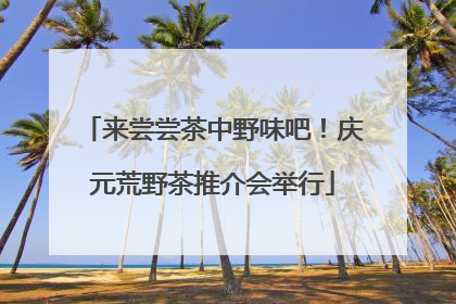 来尝尝茶中野味吧！庆元荒野茶推介会举行