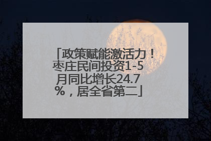 政策赋能激活力！枣庄民间投资1-5月同比增长24.7%，居全省第二