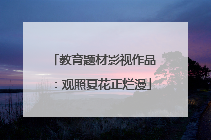 教育题材影视作品：观照夏花正烂漫
