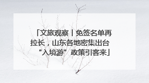 文旅观察丨免签名单再拉长，山东各地密集出台“入境游”政策引客来