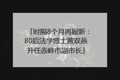 时隔8个月再履新：80后法学博士黄双燕升任赤峰市副市长