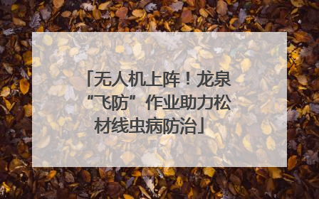 无人机上阵！龙泉“飞防”作业助力松材线虫病防治