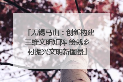 无锡马山：创新构建三维文明矩阵 绘就乡村振兴文明新图景
