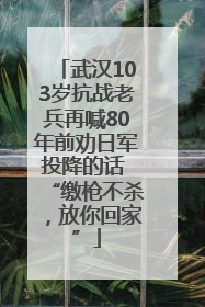 武汉103岁抗战老兵再喊80年前劝日军投降的话 “缴枪不杀，放你回家”