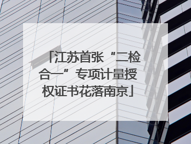 江苏首张“二检合一”专项计量授权证书花落南京