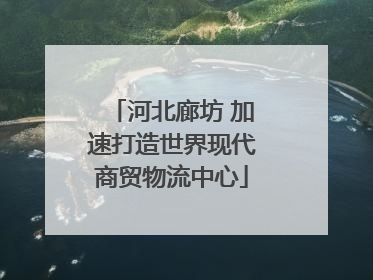 河北廊坊 加速打造世界现代商贸物流中心