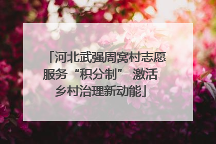 河北武强周窝村志愿服务“积分制” 激活乡村治理新动能