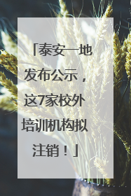泰安一地发布公示，这7家校外培训机构拟注销！