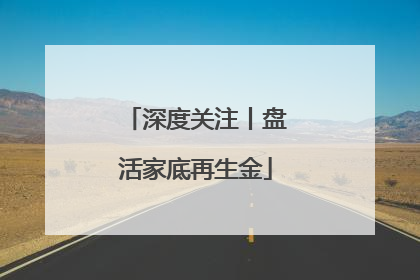 深度关注丨盘活家底再生金