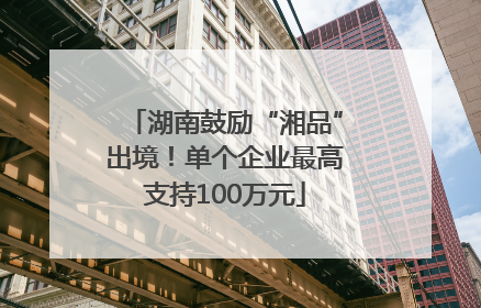 湖南鼓励“湘品”出境！单个企业最高支持100万元
