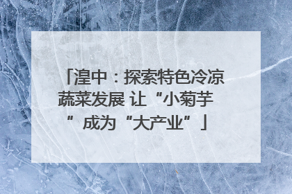 湟中：探索特色冷凉蔬菜发展 让“小菊芋”成为“大产业”