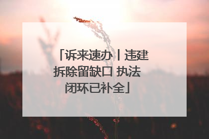 诉来速办丨违建拆除留缺口 执法闭环已补全