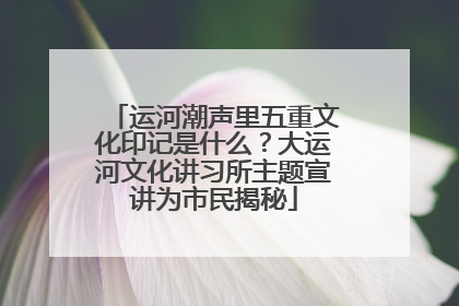 运河潮声里五重文化印记是什么？大运河文化讲习所主题宣讲为市民揭秘