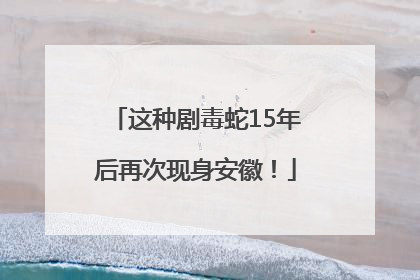 这种剧毒蛇15年后再次现身安徽！