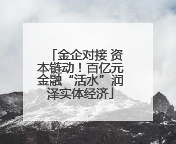 金企对接 资本链动！百亿元金融“活水”润泽实体经济