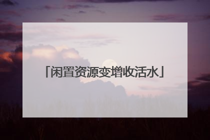 闲置资源变增收活水
