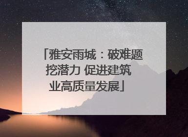 雅安雨城：破难题 挖潜力 促进建筑业高质量发展