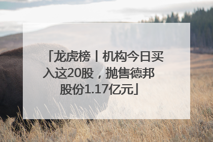 龙虎榜丨机构今日买入这20股，抛售德邦股份1.17亿元