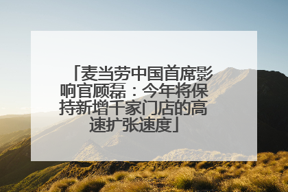 麦当劳中国首席影响官顾磊：今年将保持新增千家门店的高速扩张速度