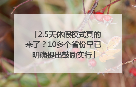 2.5天休假模式真的来了？10多个省份早已明确提出鼓励实行